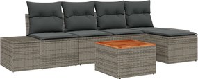 vidaXL Kerti Kanapé Szett párnával 6 pcs Szürke polirattan