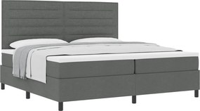 vidaXL Boxrugós ágy matracmal Sötétszürke 200 x 200 cm szövet