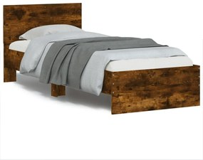 füstös tölgy színű ágykeret fejtámlával és LED-ekkel 75x190 cm