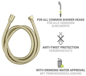 Matt aranyszínű rozsdamentes acél zuhanycső 150 cm Brass – Wenko
