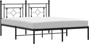 vidaXL fekete fém ágykeret fejtámlával 160 x 200 cm