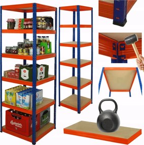 Tárolószekrény fém állvány Helios 213x30x30cm 6Px175kg Tömör