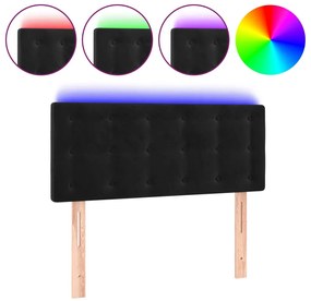 fekete bársony LED-es fejtámla 90x5x78/88 cm