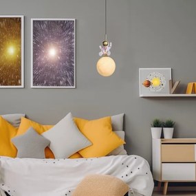 Gyerek csillár zsinóron ASTRONAUT 1xE27/60W/230V átm. 15 cm arany/bézs