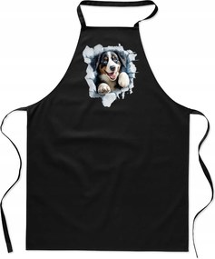 Konyhai Kötény pamut fekete lyukas Kutya Bernardin kiskutya FA_479_cz