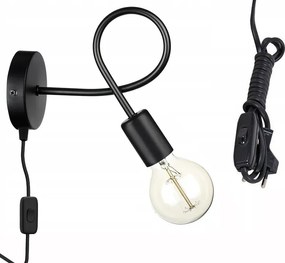 Loft fix fali lámpa 1x E27, Ac kábelen on/off kapcsolóval