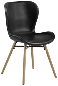 szék BATILDA A1 fekete öko bőr / természetes tölgyfa lábak - modern nappaliba / étkezőbe