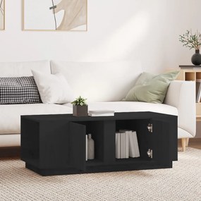 Fekete tömör fenyőfa dohányzóasztal 110x50x40 cm
