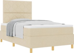 vidaXL Boxrugós ágy matracmal fejtámlával Krém 120 x 200 cm szövet