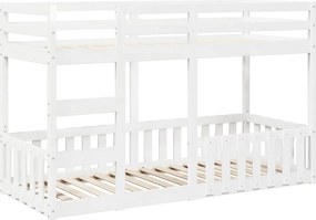 vidaXL fehér tömör fenyőfa emeletes ágy 90x190 cm