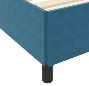 Ágykeret matracmal Sötétkék és fehér 200 x 200 cm Bársony