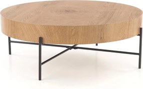 Liviano kerek dohányzóasztal 80 cm fém lábakkal - natúr tölgy / fekete