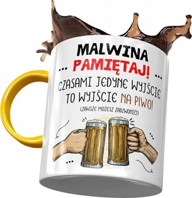 Sárga Bögre Malvina Barátnő Feleség Ajándék Nyomtatott Fotóval
