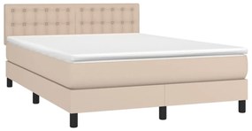 cappuccino színű műbőr rugós ágy matraccal és LED-del 140x200cm