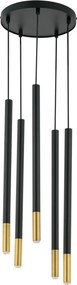 SIGMA LIGHTING 33237 SOPEL Többágú Függesztett Lámpa Fekete, Arany G9 IP20