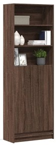 barna tölgy szerelt fa magasszekrény LED-ekkel 69x32,5x200 cm