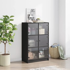 fekete szerelt fa magasszekrény ajtókkal 68 x 37 x 109 cm