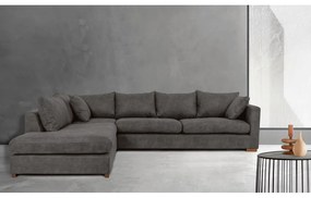 Antracitszürke bőrutánzat sarokkanapé (bal oldali) Hamburg – Scandic