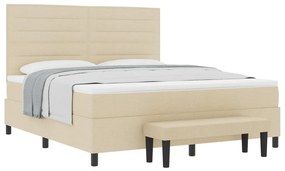 Box spring ágy matraccal és pad támasszal Krém 180x200 cm Szövet