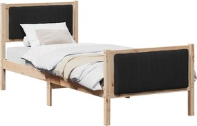 vidaXL Ágykeret fejtámlával Barna és fekete 80 x 200 cm Tömör fenyőfa