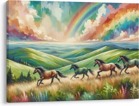 Kép – Vágtázó lovak a tájban (70x50 cm)