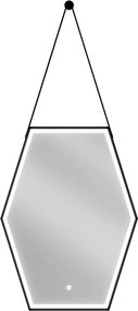 Mexen Orla megvilágított fürdőszobai tükör 60 x 80 cm, LED 6000K, páramentes, fekete keret - 9815-060-080-611-70