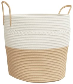 bézs-fehér pamut tárolókosár Ø43 x 38 cm