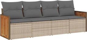 vidaXL 4 részes bézs polyrattan kerti ülőgarnitúra párnákkal