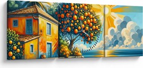 Kép - Ház narancsokkal I. (órával) (90x30 cm)