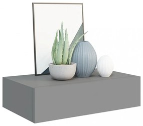 2 db szürke MDF falra szerelhető fiókos polc 40 x 23,5 x 10 cm