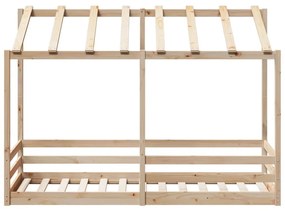 tömör fenyőfa gyerekágy tetővel 75 x 190 cm