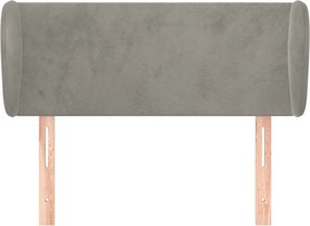 világosszürke bársony fejtámla szárnyakkal 93x23x78/88 cm