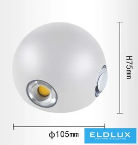 UNIVERSO fali lámpa LED 10w 1200lm 3000k IP65 ∅105×75mm fehér