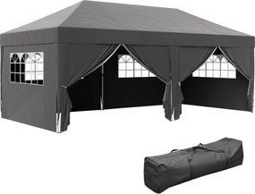 Outsunny pavilon kb. 6 × 3 m — masszív, időjárásálló pop-up összecsukható sátor ablakos cipzáras ajtóval és levehető oldalfalakkal, UV-védelem | Aosom