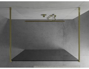 Mexen Kioto, átmenő zuhany paraván 110 x 200 cm, 8mm szürke üveg, 2x arany stabilizáló távtartó, 800-110-002-50-40