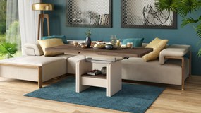 Mazzoni LEXUS Barna Tölgy/Bézs (Pezsgőszínű) - MODERN DOHÁNYZÓASZTAL NYITHATÓ/MAGASÍTHATÓ ÉTKEZŐASZTAL ÉS DOHÁNYZÓASZTAL EGYBEN