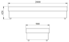 Tárolós ágy NOE 90x200 rugós matraccal, szürke/fekete