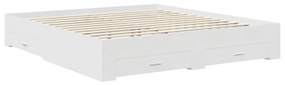 vidaXL Ágykeret fiókkal fejtámlával Fehér 180 x 200 cm Faanyag