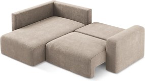 Bézs zsenília kinyitható-tárolóhelyes sarokkanapé (bal oldali-L alakú) Kona – Makamii