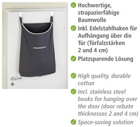 Laundry szürke felakasztható szennyestartó kosár, 65 l - Wenko