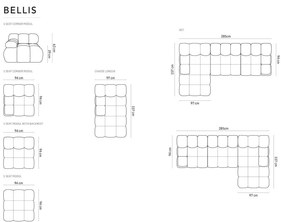 Piros bársony kanapé 285 cm Bellis – Micadoni Home