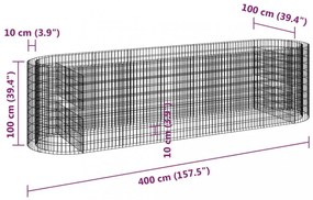 horganyzott vas gabion magaságyás 400x100x100 cm