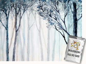 Fotótapéta Flizelina Akvarell Természet Pasztell Erdő Fák Köd 100x75 ragasztó