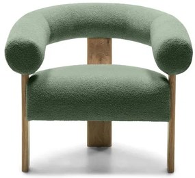 Sötétzöld design fotel KOKEI, tölgy