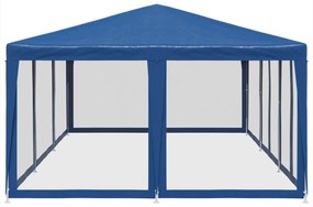 kék HDPE rendezvénysátor 10 hálós oldalfallal 6 x 4 m