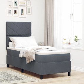 Boxspring Ágy Kárpittal és LED Világítással Sötétszürke 80x200 cm