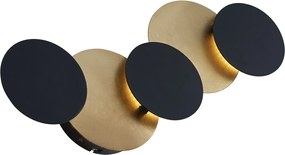 Modern Wall Lamp Black with Gold incl. LED 3-Step Dimmable 5-Light - Sunrise 3