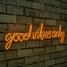 Műanyag LED-es fali dekoráció, Good Vibes Only - Sárga