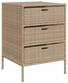 bézs polyrattan kerti tárolószekrény 55 x 59 x 80 cm