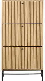 Natúr színű billenő ajtós cipőtartó tölgyfa dekorral 72x140x25 cm Albany – Actona